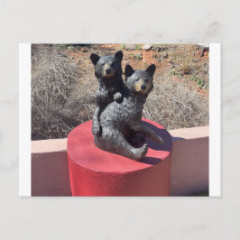 Twee berenjongen beeld - Weg sculptuur Briefkaart