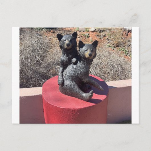 Twee berenjongen beeld - Weg sculptuur Briefkaart (Voorkant)