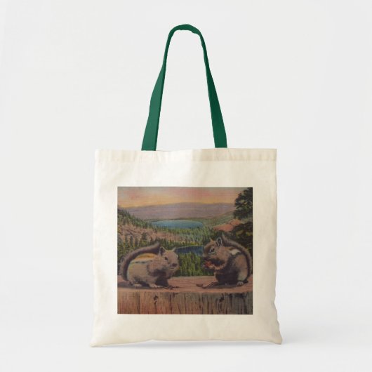 Twee berg chipmunks op boomstronk noten tote bag (Voorkant)