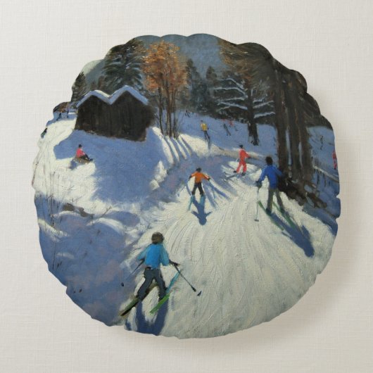 Twee berghutten Pleney Morzine Rond Kussen (Voorkant)