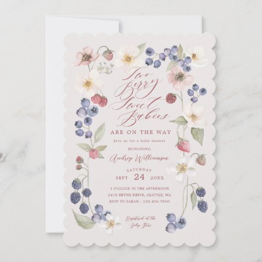Twee Berry Sweet Baby's Bessen & Bloemen Douche Kaart (Voorkant)