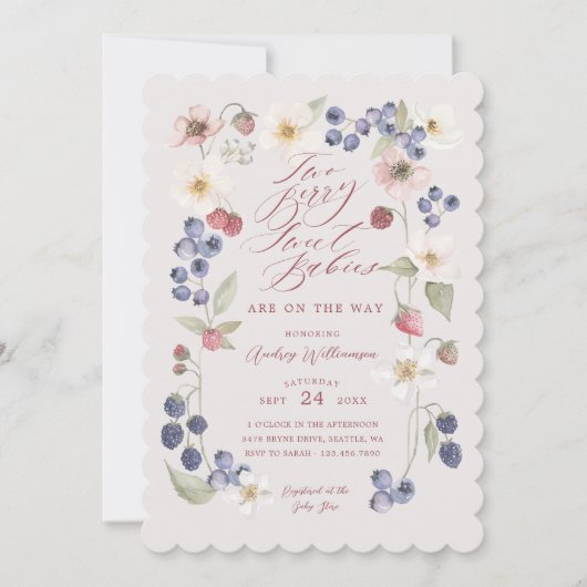 Twee Berry Sweet Baby's Bessen & Bloemen Douche Kaart (Voorkant)