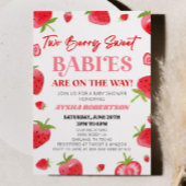 Twee Berry Sweet Baby's Strawberry Twin Baby showe Kaart