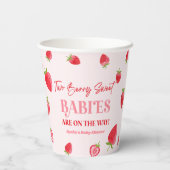 Twee Berry Sweet Baby's Strawberry Twin Baby showe Papieren Bekers (Achterkant)