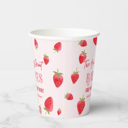 Twee Berry Sweet Baby's Strawberry Twin Baby showe Papieren Bekers (Rechts)