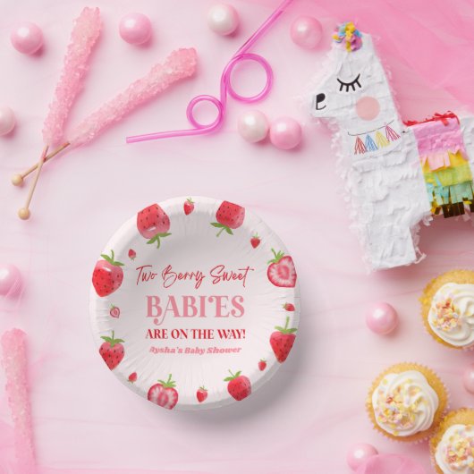Twee Berry Sweet Baby's Strawberry Twin Baby showe Papieren Kommen (Feest)