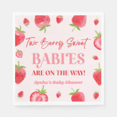 Twee Berry Sweet Baby's Strawberry Twin Baby showe Servet (Voorkant)