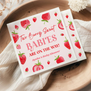 Twee Berry Sweet Baby's Strawberry Twin Baby showe Servet