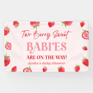 Twee Berry Sweet Baby's Strawberry Twin Baby showe Spandoek