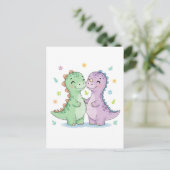 Twee beste vriend dinosauriërs briefkaart (Staand voorkant)