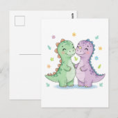 Twee beste vriend dinosauriërs briefkaart (Voorkant / Achterkant)