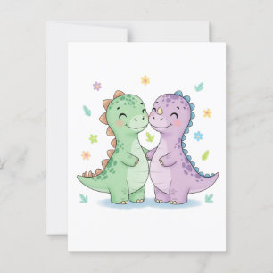 Twee beste vriend dinosauriërs briefkaart
