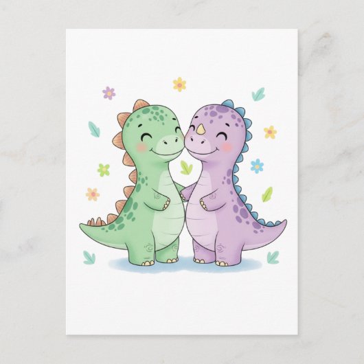 Twee beste vriend dinosauriërs briefkaart (Voorkant)