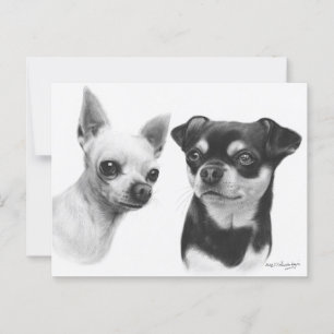Twee Beste Vrienden Chihuahua met de Hand Geschild Briefkaart