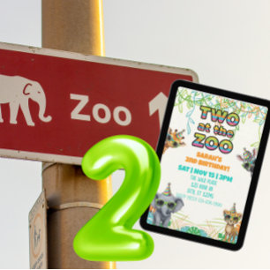 Twee bij de dierentuin, feestbeest met Shades-verj Kaart