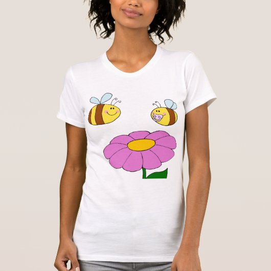 Twee bijen en een bloem vrouwen T-shirt (Voorkant)