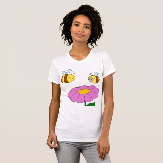 Twee bijen en een bloem vrouwen T-shirt (Voorkant volledig)