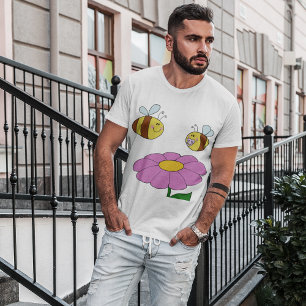 Twee bijen en een Mannen bloemenshirt T-shirt