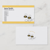 Twee bijen en Gele Grenzen Parent Calling Card Contactkaartje (Voorkant / Achterkant)