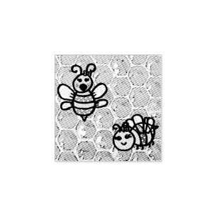 Twee Bijen op Honingraat Rubberstempel