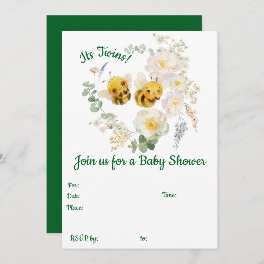 Twee bijen uitnodiging (Voorkant / Achterkant)