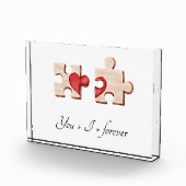 Twee bijpassende puzzelstukjes met een rood hart fotoblokken (Rechts)