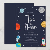 Twee: Birthday Party over het moonruimtegrond Kaart (Voorkant / Achterkant)