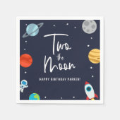 Twee: Birthday Party over het moonruimtegrond Servet (Voorkant)