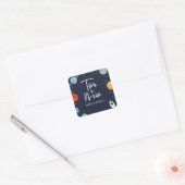Twee: Birthday Party over het moonruimtegrond Vierkante Sticker (Envelop)