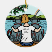 Twee Black Labrador Angels en mam 2 Keramisch Ornament (Voorkant)