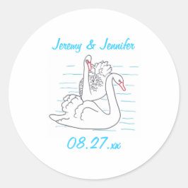 Twee Black Swans Drawing Save the date Stickers