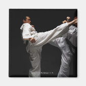 Twee Blackbelts Sparring Magneet (Voorkant)