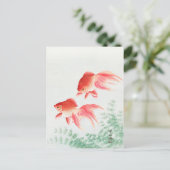 Twee bladreuzengoudvis - Ohara Koson -  viskunst Briefkaart (Staand voorkant)