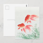Twee bladreuzengoudvis - Ohara Koson -  viskunst Briefkaart (Voorkant / Achterkant)