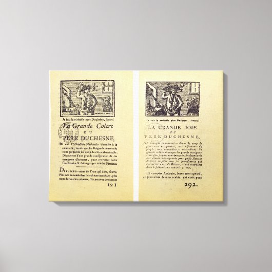 Twee bladzijden van "La Grande Colere de Pere Canvas Afdruk (Voorkant)