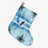 Twee blauw kerstganzen grote kerstsok (Voorkant (Hangend))