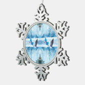 Twee blauw kerstganzenornament tin sneeuwvlok ornament (Rechts)