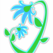 Twee blauwe bloemen sticker (Voorkant)