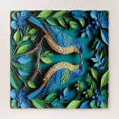 Twee Blauwe en Gele Vogels Legpuzzel (Horizontaal)