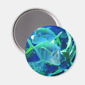 Twee blauwe en turquoise tropische vissen magneet (Voorkant / Achterkant)