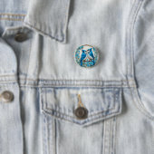 Twee Blauwe Gaaien Rustend op een Tak Ronde Button 3,2 Cm (In situ)