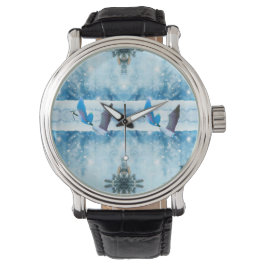 Twee blauwe ganzen horloge