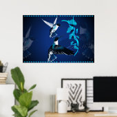 Twee blauwe haarveenvogels poster (Thuiskantoor)