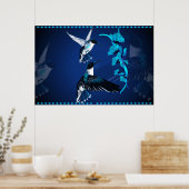 Twee blauwe haarveenvogels poster (Keuken)