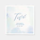 Twee | Blauwe harten en Waterverf jongen 2e verjaa Servet (Voorkant)