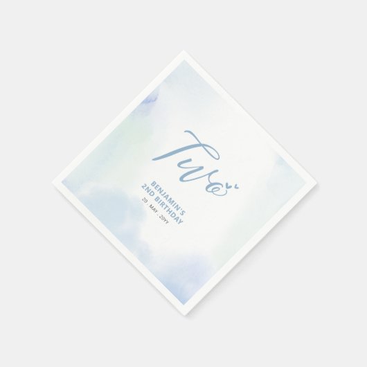 Twee | Blauwe harten en Waterverf jongen 2e verjaa Servet (Hoek)