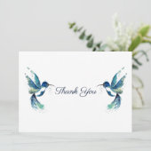 Twee blauwe Hummingvogels Bedankkaart (Staand voorkant)