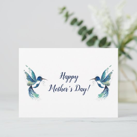 Twee blauwe Kaarten voor Moederdag (Staand voorkant)