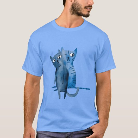 Twee blauwe katten  t-shirt (Voorkant)