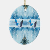Twee blauwe kerstganzen keramisch ornament (Rechts)